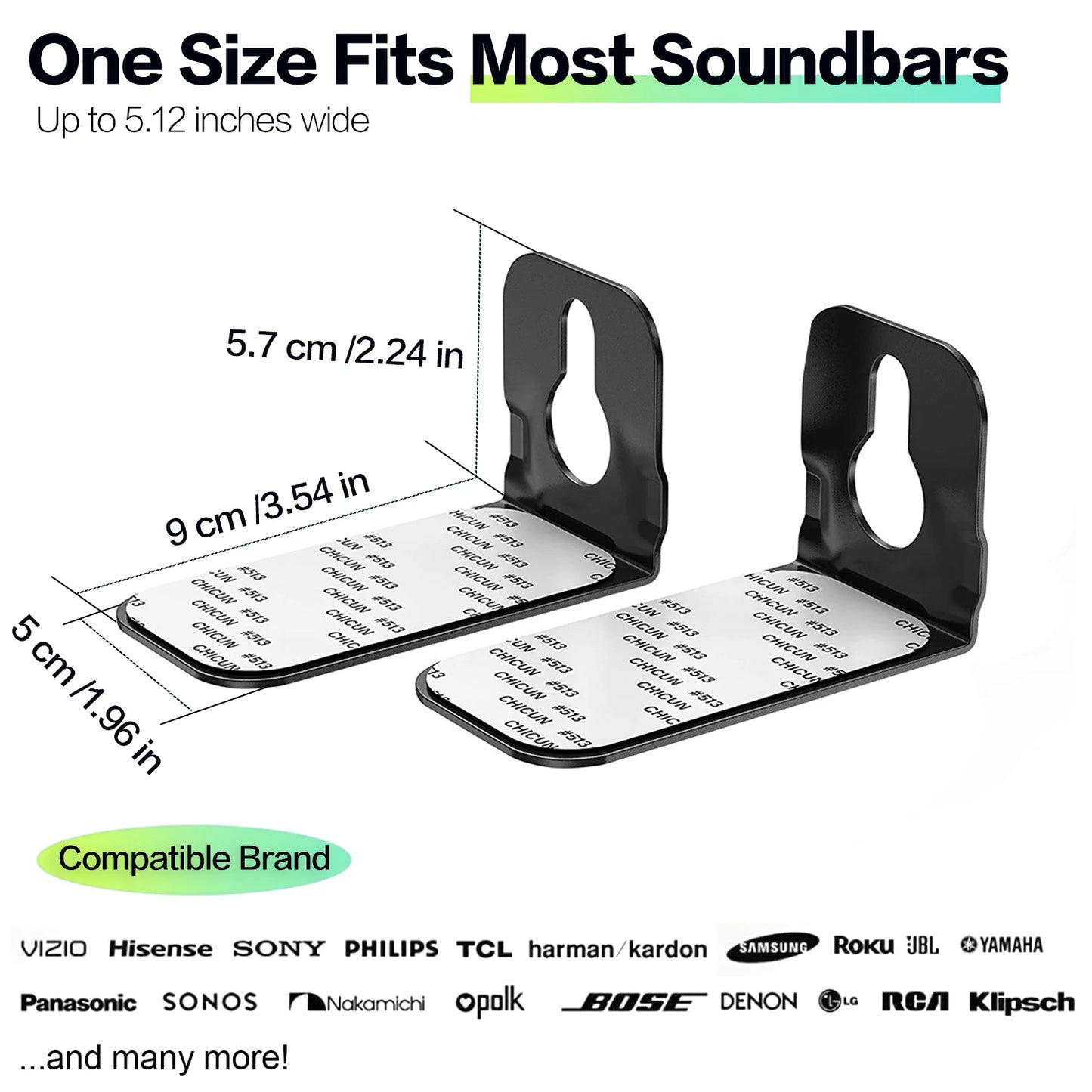 Universal Soundbar Wall Mount Bracket - Space-Saving Audio Speaker Shelf Mounting Kit