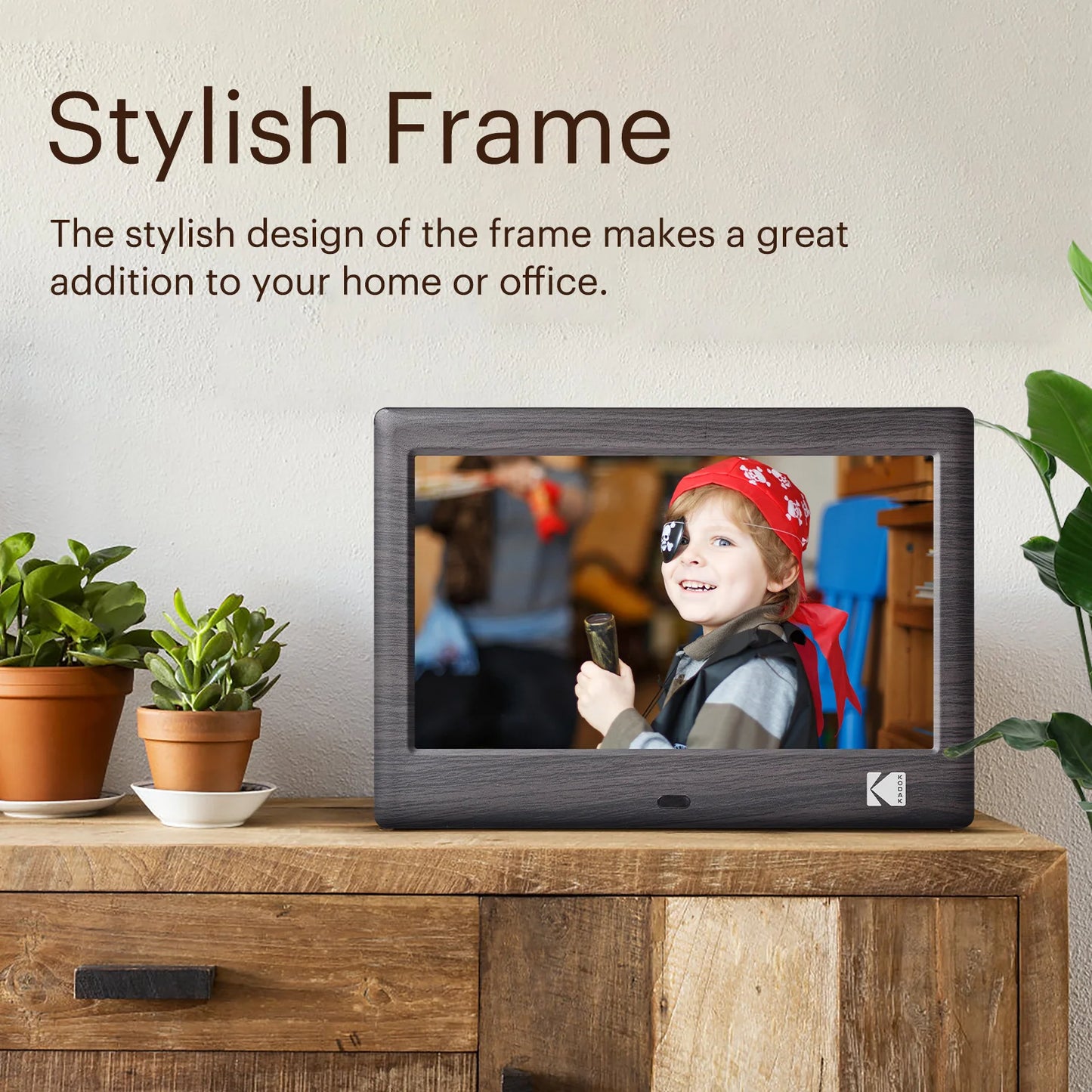 KODAK 7-Inch Digital Photo Frame with Remote – 1024x600 HD Screen, Electronic Album, Video, Music, Clock & Calendar Player