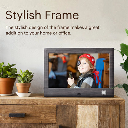 KODAK 7-Inch Digital Photo Frame with Remote – 1024x600 HD Screen, Electronic Album, Video, Music, Clock & Calendar Player