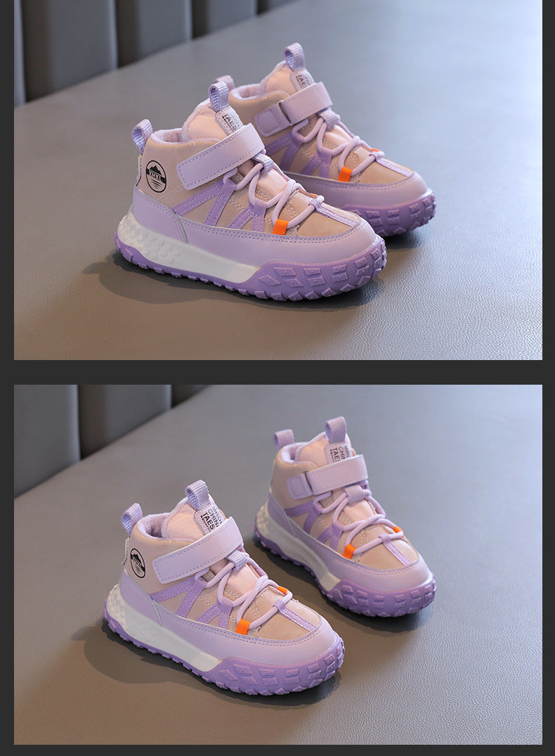 Children’s Autumn Winter Sneakers – Plush Cashmere Lined Sport Shoes for Boys & Girls, Warm Casual Running Flats for Teens