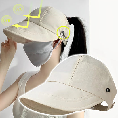 Protective and Stylish: Women's Foldable Wide Brim Sunhat - Adjustable Outdoor Bucket Hat with UV Protection, Perfect for Beach and Fishing