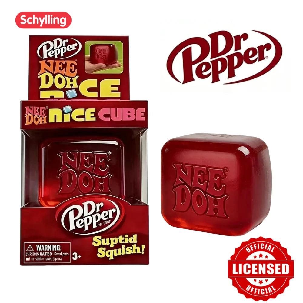 Dr Pepper NeeDoh Nice Cube Squishy Fidget Toy - Soft Squeeze Sensory Stress Relief for Kids & Adults