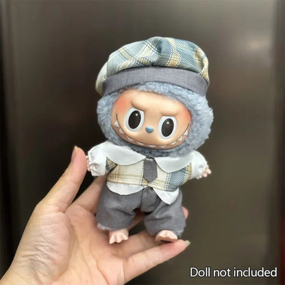 Mini Plush Doll Clothes Set – Kpop EXO Labubu Idol Overalls Outfit for 15-17cm Dolls, Clothing Gift