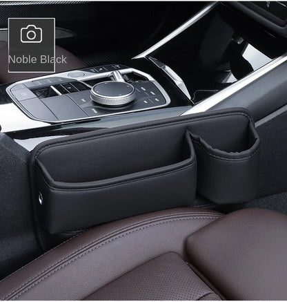 Leather Car Seat Gap Organizer – Multifunctional Crevice Filler with Cup Holder & Side Storage Pocket for Car Interior