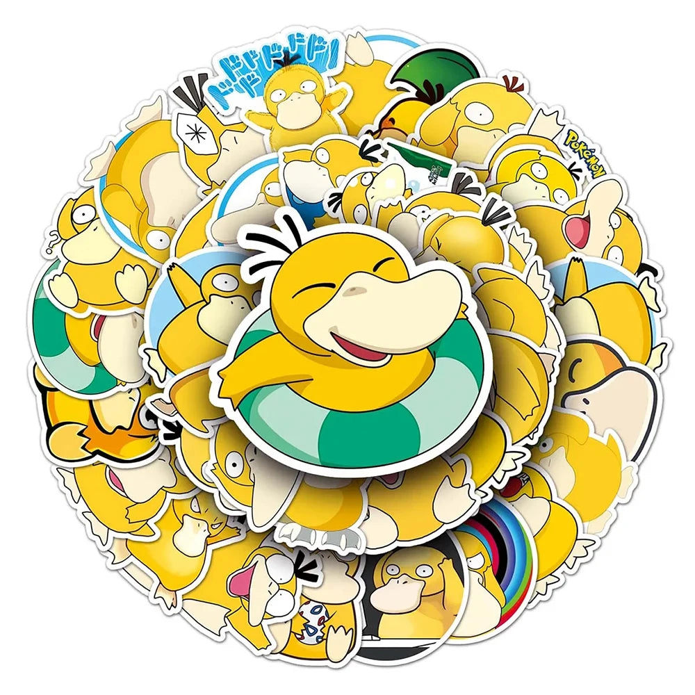 10/30/50-Piece Pokémon Psyduck Sticker Set - Cute Kawaii Anime Vinyl Decals for Phones, Water Bottles, Laptops, and DIY Crafts