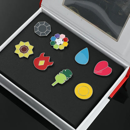 Pokémon Gym Badges Box Set – Kanto, Johto, Hoenn, Sinnoh, Unova, Kalos & Orange Islands Region Pins and Brooches