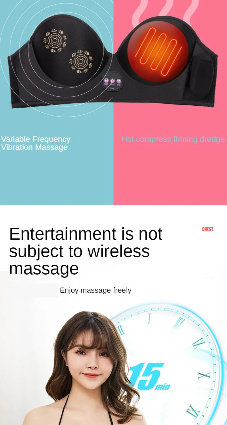 Wireless Vibration Electric Massager – Hot Compress Bra for Chest Care & Breast Firming