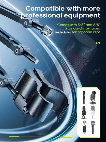 Adjustable Microphone Boom Arm - Low Profile Mic Stand with Cable Management for Gaming, Streaming & Podcast Microphones
