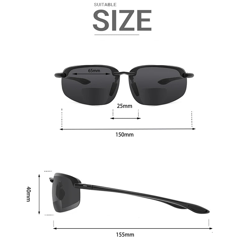MAXJULI Bifocal Sunglasses for Men & Women - Ultra Lightweight TR90 Frame, UV Protection & Sun Reading Glasses (8001)