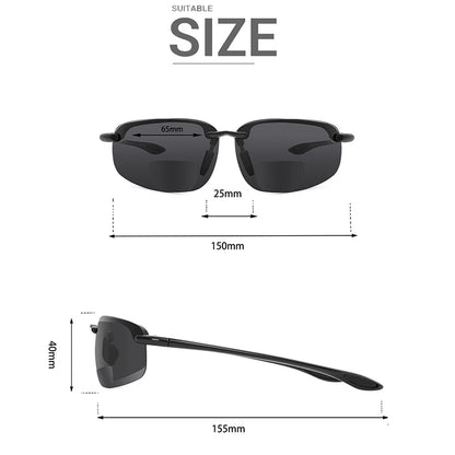 MAXJULI Bifocal Sunglasses for Men & Women - Ultra Lightweight TR90 Frame, UV Protection & Sun Reading Glasses (8001)