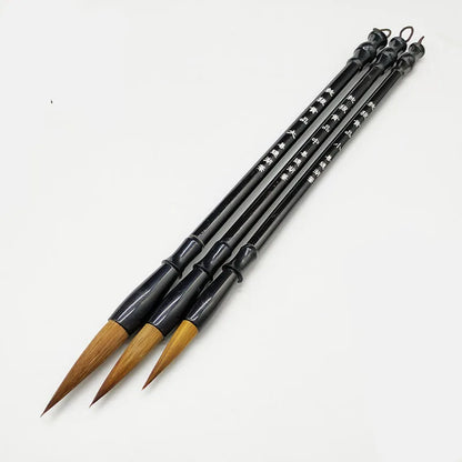 3PCS Bamboo Handle Calligraphy Brush Set – Weasel Hair Writing Brushes for Painting, Drawing & Traditional Art Use
