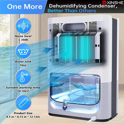 Dehumidifier – 1.2L Large Tank, Covers Up to 80m², Suitable for Home, Bedroom, Office & Kitchen, EU/US Plug