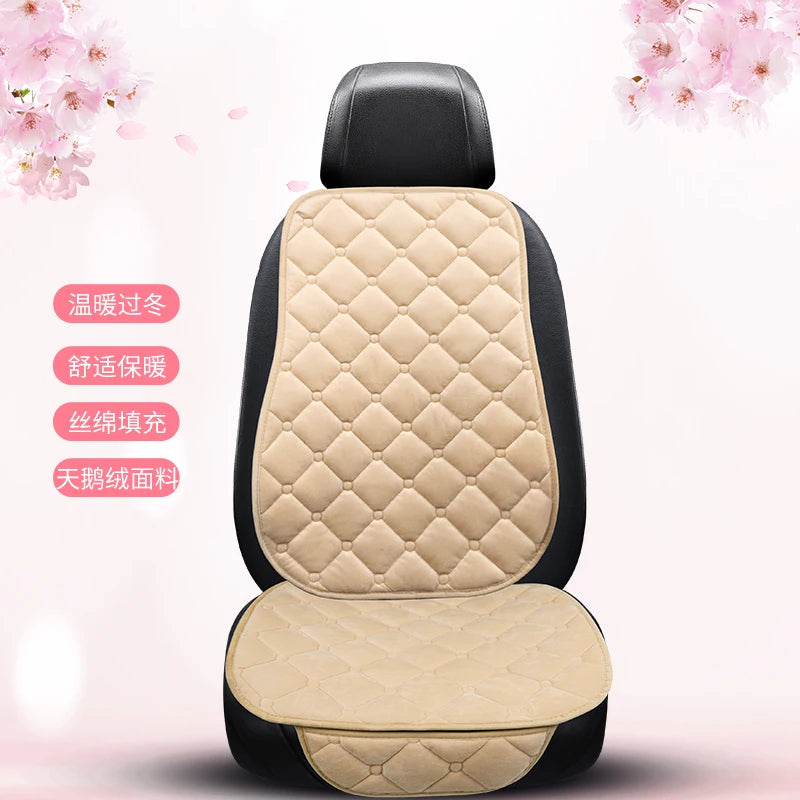 Thick Plush Car Seat Cushion Set - Warm Anti-Slip Three-Piece Winter Seat Covers