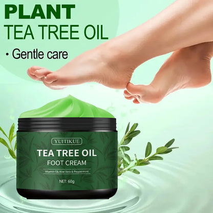 YUITIKUE Tea Tree Oil Foot Cream – Vitamin E, Aloe Vera & Peppermint Moisturizer for Dry Feet