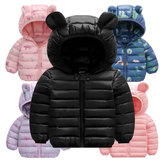 Baby Lightweight Hooded Down Jacket – Warm Zipper Coat for Boys & Girls (0-5 Years), Winter Outerwear Gift