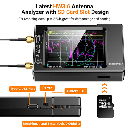 NanoVNA-H4 Vector Network Analyzer 10KHz-1.5GHz | 2.8/4" Display Antenna Tuner for MF HF VHF UHF | Spectrum Analyzer Nano VNA