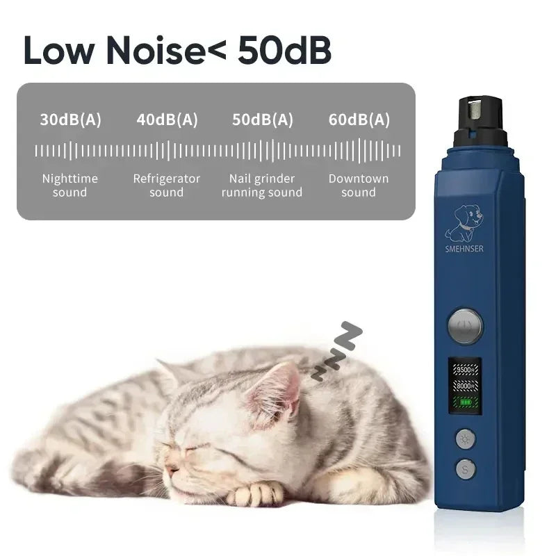 Electric LED Dog Nail Grinder – Painless Pet Nail Clippers for Cats & Dogs, Grooming Tool with Light