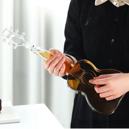 High Borosilicate Glass Wine Decanter – Guitar & Violin Shaped Thickened Transparent Bottle, Decorative Craft Wine Set