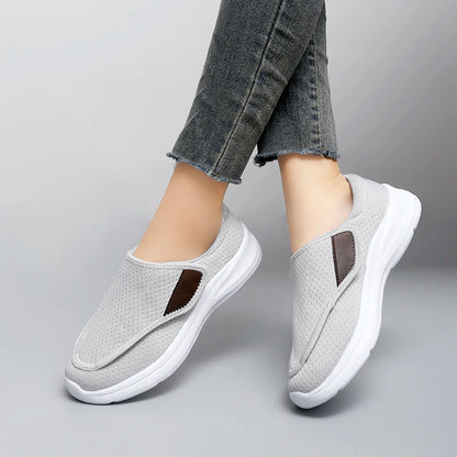 Orthopedic Wide Fit Women’s Sneakers – Soft Comfortable Diabetic Walking Shoes for Swollen Feet & Thumb Correction Support