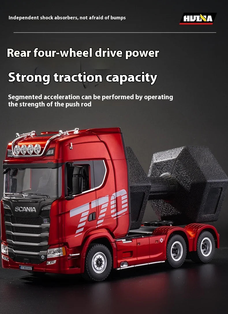 Huina 770S Remote Control Engineering Car — Genuine Alloy Trailer Head Model, 4WD Toy for Kids, Ratio 501D