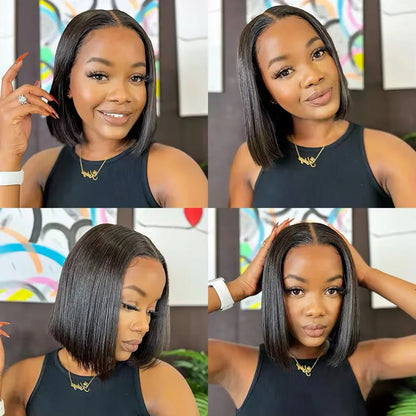 Raw Vietnamese Human Hair Lace Front Wig – 13x6 Bob, Straight Natural Black, 250% Density, 100% Human Hair