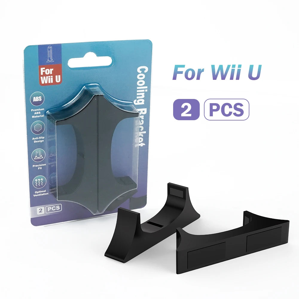 2PCS Horizontal ABS Stand for Wii U Console – Cooling Base Holder with Silicone Pads, Space-Saving Bracket Rack