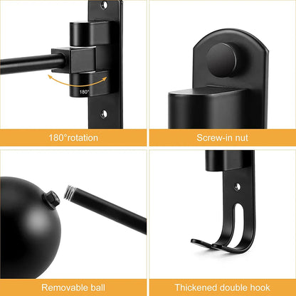 Stainless Steel Motorcycle Helmet Rack: 180° Rotation Wall Mount Helmet Holder with Double Hook for Bike Helmets