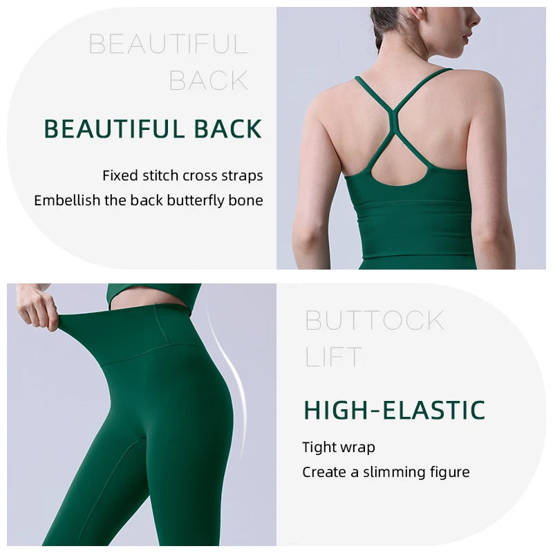 2-Piece Women’s Yoga Tracksuit – Athletic Pilates Fitness Set with Push-Up Sports Bra & Leggings for Gym Workout