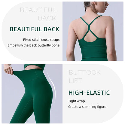 2-Piece Women’s Yoga Tracksuit – Athletic Pilates Fitness Set with Push-Up Sports Bra & Leggings for Gym Workout
