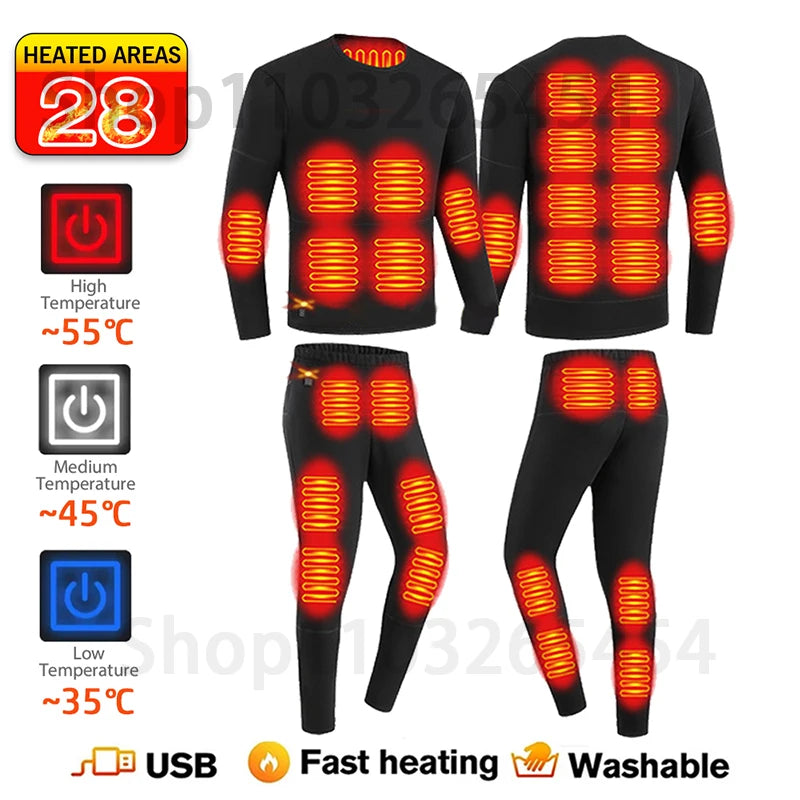 52-Zone USB Heated Winter Underwear for Men & Women – Thermal Electric Heating Jacket and Winter Clothing Accessories