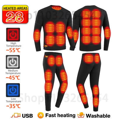 52-Zone USB Heated Winter Underwear for Men & Women – Thermal Electric Heating Jacket and Winter Clothing Accessories