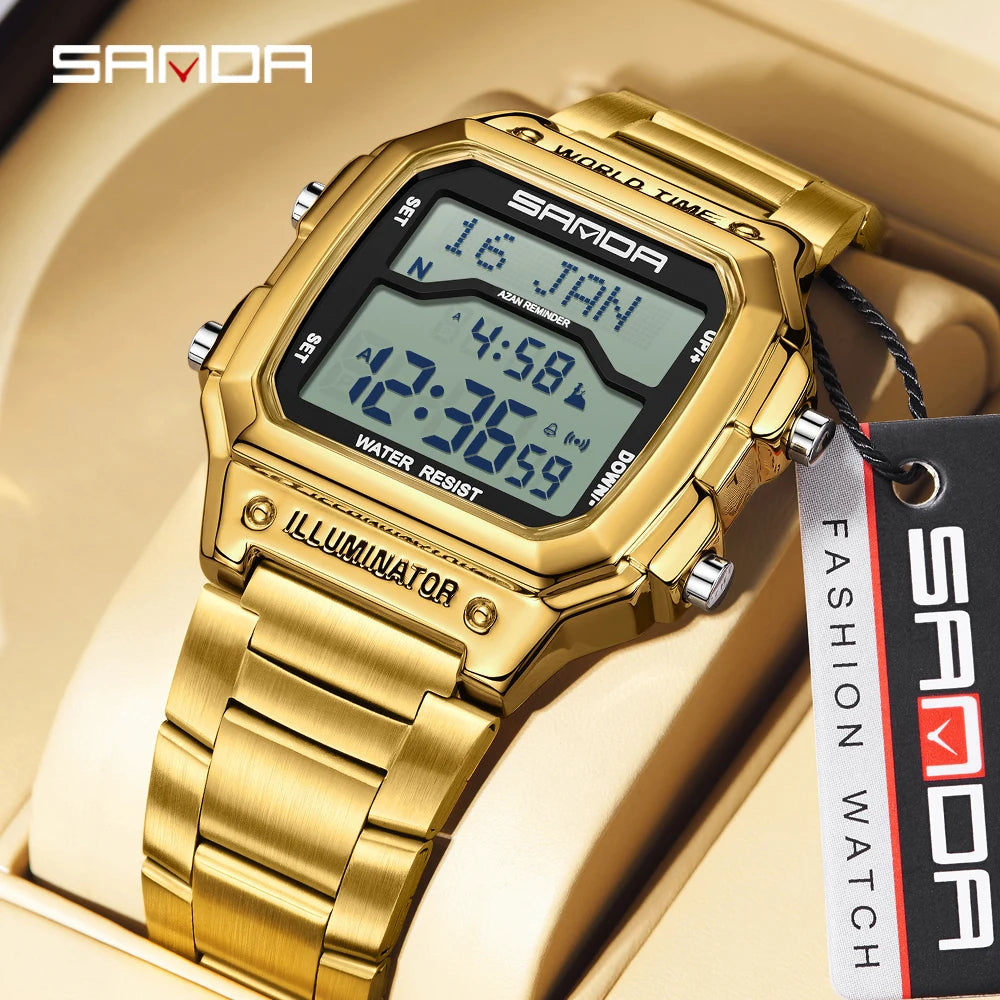 SANDA 2172/2173 Men’s Digital Watch - Multifunction Waterproof LED Electronic Wristwatch