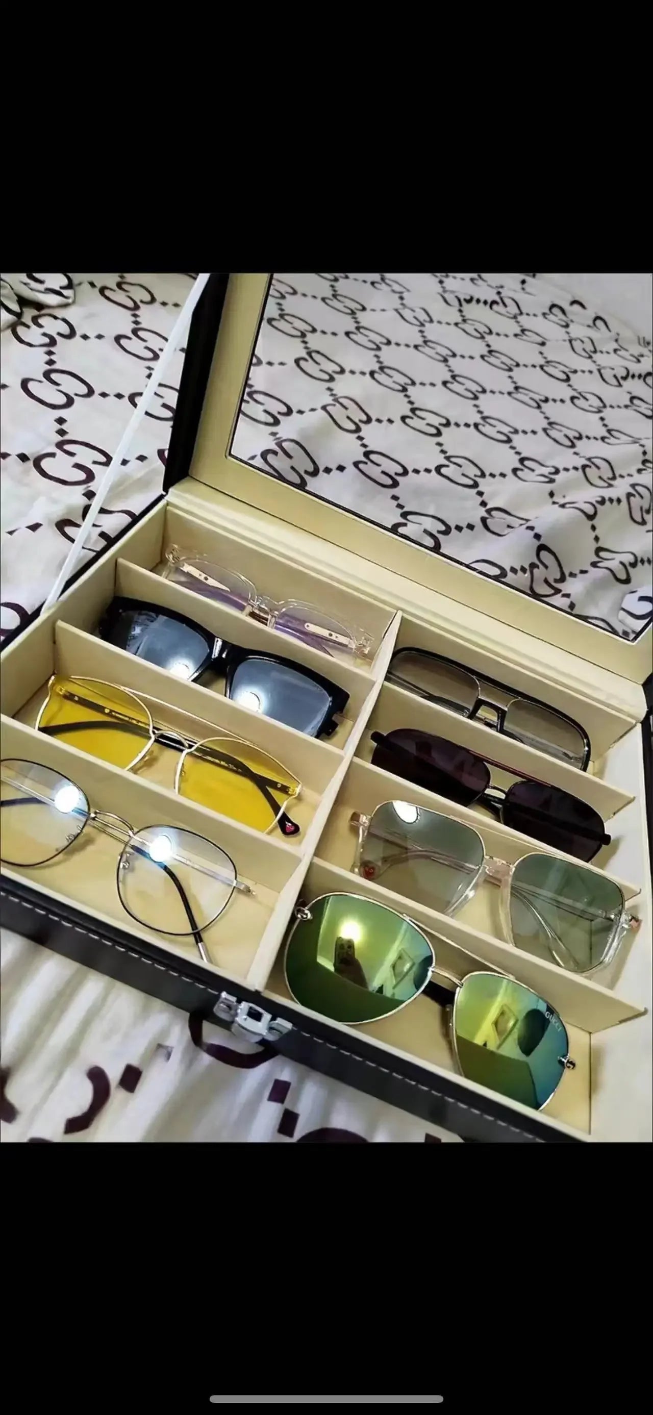 Fashion Leather Sunglasses Storage Box – 8-Compartment Eyeglass Display Case, High-Quality Wholesale