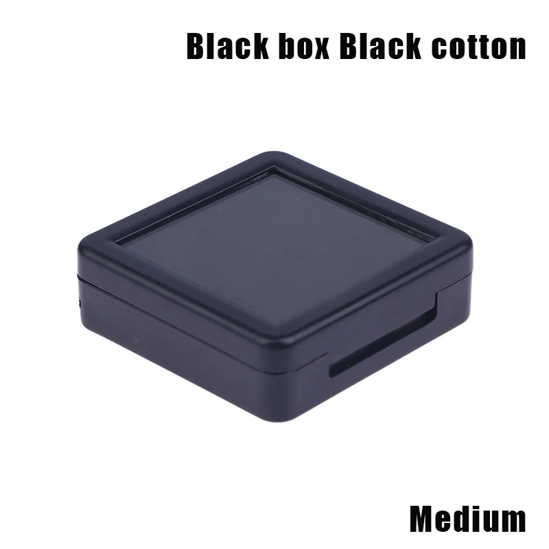 Transparent Glass Lid Gem Storage Box – Jewelry Display Case for Diamonds, Gemstones & Pendants Holder Container