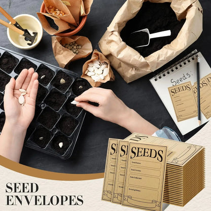 50/100/150 Pcs Brown Resealable Seed Envelopes – 3.15x4.72 Inch Small Storage Packets for Seeds