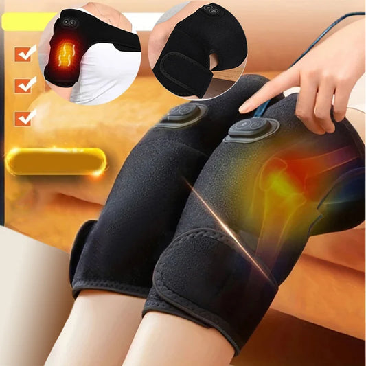 Electric Shoulder Brace & Heated Knee Massager - Vibration Massage Support Strap with Adjustable Three Heating Levels