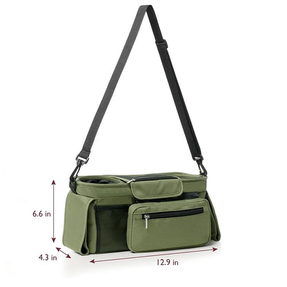 Baby Stroller Storage Bag — Large Capacity Travel Hanging Mummy Bag with Phone & Bottle Holder, Diaper Bag for Pram Accessories