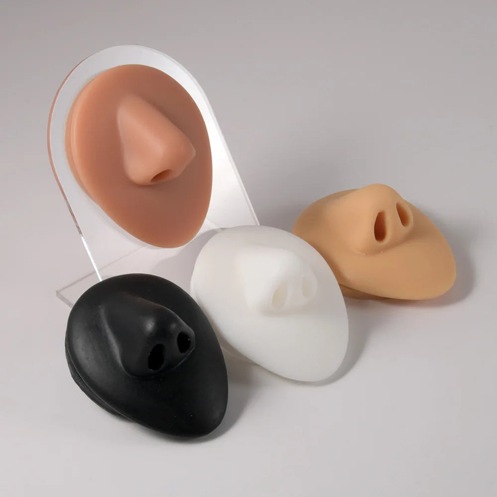 Soft Silicone 1:1 Simulation Body Piercing Practice Model – Ear, Nose, Navel & Nipple Display Stand for Jewelry Training & Teaching Accessories