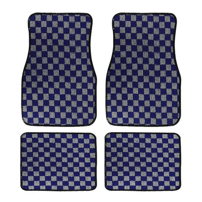 4PCS Dadu Dice Car Floor Mats - Checkered Anti-Slip Carpet Foot Pad Set