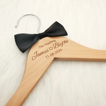 Personalized Wedding Dress Hanger - Custom Bridal Hanger with Engraved Names & Date, Bridal Shower Gift