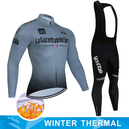 Tour De Italy D'ITALIA Cycling Clothes – Men's Fleece Jersey & Bib Pants Sports Set, Bicycle Uniform Costume