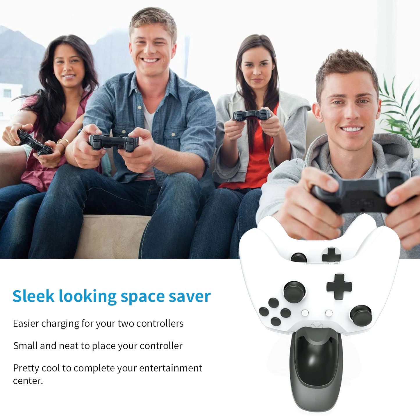 Xbox One & Series X/S Controller Dual Charging Station with 2×3600mWh Rechargeable Battery Packs