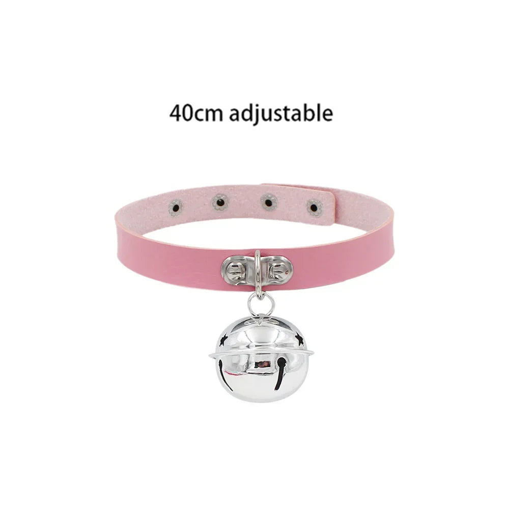 Pink Gothic Collar Necklace – Trendy Rock Leather Heart with Rivets, Harajuku Punk Choker Jewelry for Women, Gift Idea