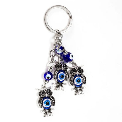 Lucky Eye Fatima Hand Keychain – Alloy Tree of Life Elephant Owl Blue Turkish Evil Eye Car Keyring Jewelry for Men & Women Gift