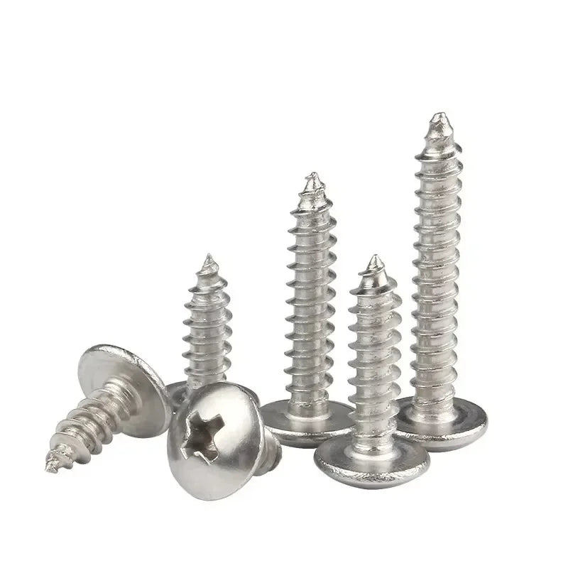 50/20/10pcs M3-M6 Stainless Steel Self-Tapping Screws – Cross Recessed Truss Head for Wood