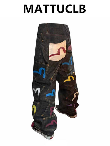 Women's Baggy Cargo Jeans - Y2K Streetwear Harajuku Grunge Denim Pants
