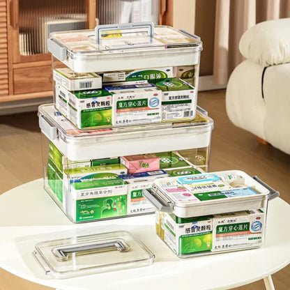 Multi-Layer Large Capacity Home Medicine Box – Transparent Medical Storage Case for First Aid & Medication Organization