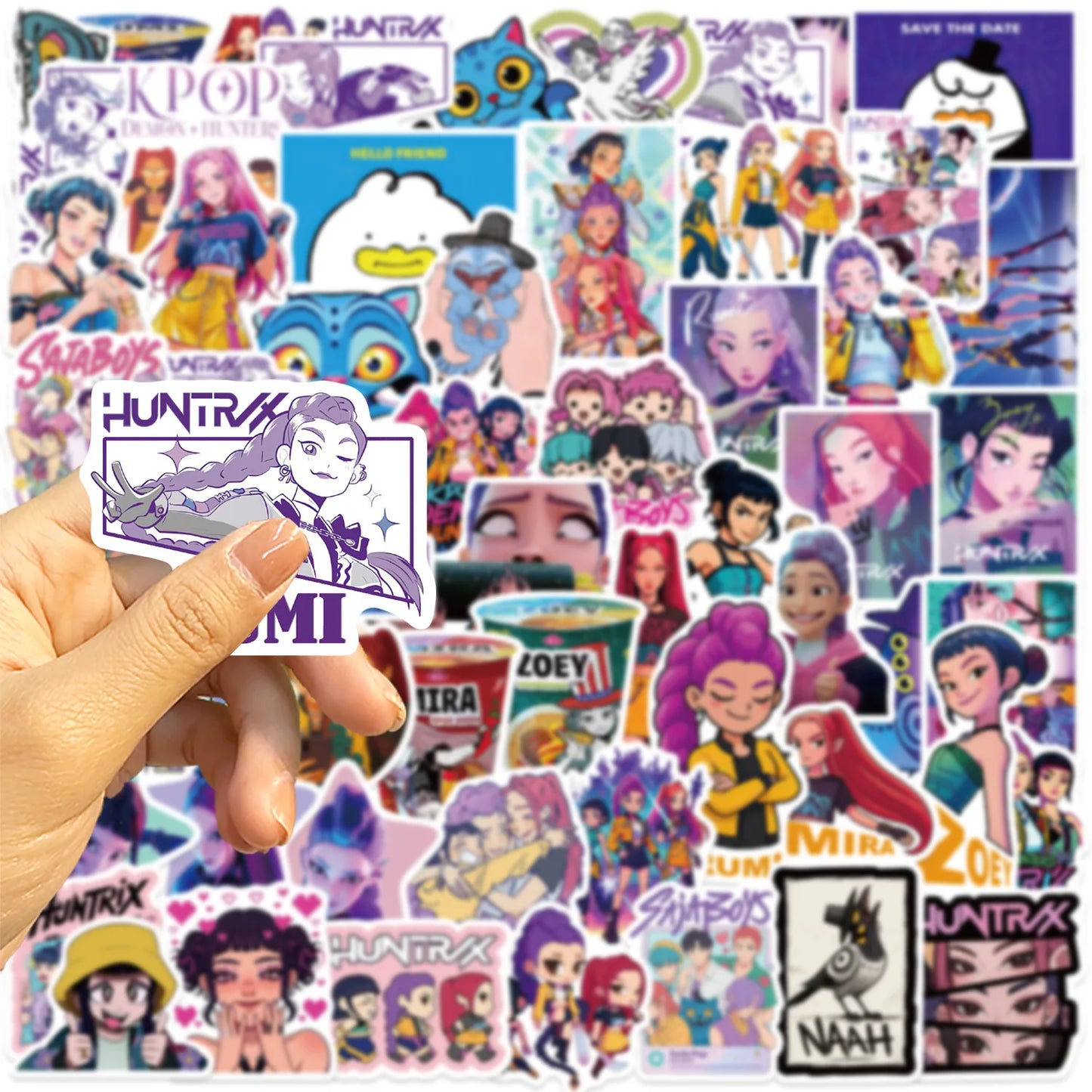 55-170PCS K-Pop Demon Hunters Anime Stickers – Waterproof DIY Decoration for Boys, Girls & Fans Gift