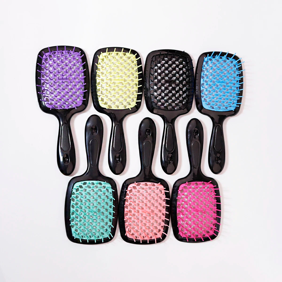 Tangled Hair Combing Massage Brush — Hollow Curly Hair Salon Brush for Real Hair & Wigs