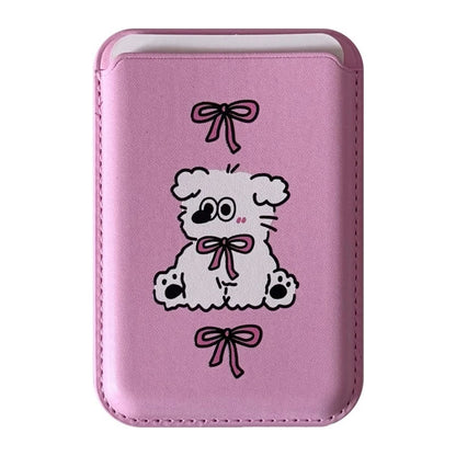 Cute Dog Cartoon Magnetic Phone Card Holder – Back Case Wallet for iPhone 15/14 with MagSafe Slot for ID & Bank Cards
